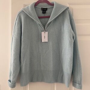 Bloomingdale’s 100% Cashmere Light Blue Quarter Zip